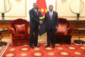 Presidente da República, João Lourenço (à dir.) recebe Primeiro-ministro de São Tomé e Príncipe, Jorge Bom Jesus FOTO: PEDRO PARENTE