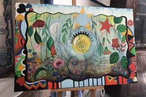 QUADRO PINTADO PELAS EMBAIXADORAS, QUE SERÁ LEILOADO. FOTO: JOSÉ CHIMUCO