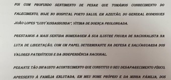 MENSAGEM DE CONDOLÊNCIAS