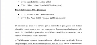 Comunicado de Imprensa – TAAG